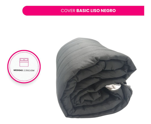 Cubrecama Cover Quilt Reversible King Size Tela Premium Color Negro Lisa