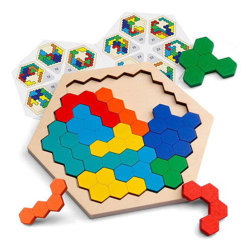 Coogam - Puzzle Hexagonal De Madera Para Ni?os Y Adultos, Di