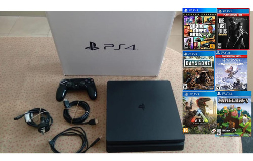 Playstation 4 Slim 1tb + Cables, Caja, Joystick Y 6 Juegos