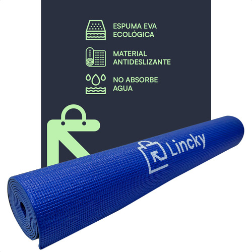 Tapete de yoga Lincky Yoga Mat de 3 mm color azul