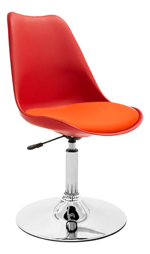 Silla Tulip Eames Para Escritorio Con Base Fija Newmo Roja De Asiento Naranja