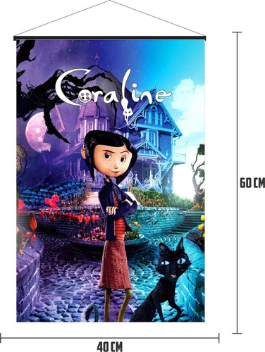 Lona Coraline Y La Puerta Secreta 60 Cms X 40 Cms + Posters 