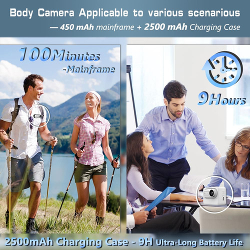 Mini Cámara Corporal 1080p Impermeable Con Clip Y Carga 2500 Blanco