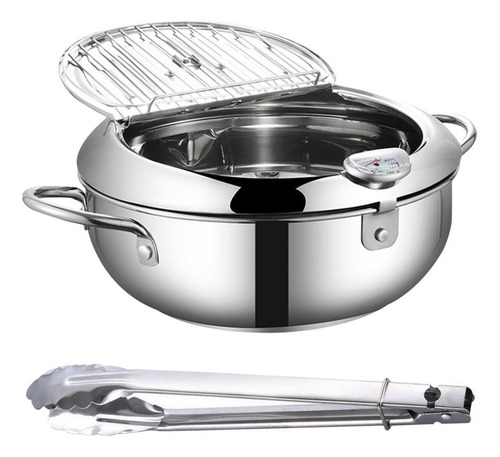 . Olla Freidora Tempura Estilo Japonés Con Plata 24cm Y Clip