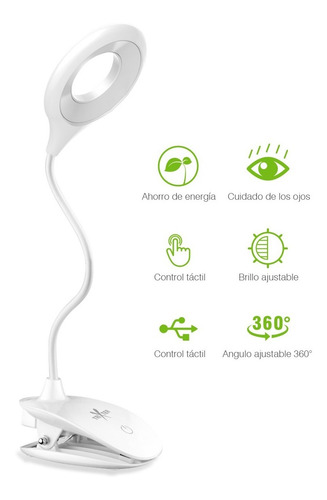 Imagen 1 de 7 de Lámpara Flexible De Escritorio Con Clip Recargable Ajustable