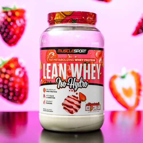 Proteína Musclesport Lean Whey Iso Hydro 5lbs Helado Fresa