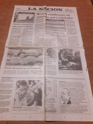 Tapa Diario La Nación 03 06 1992 Sabatini Formosa Inundacion (Usado)