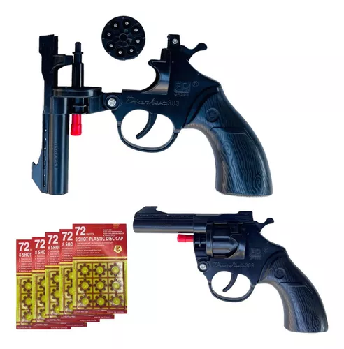 Pistola Cap Gun Arminha Brinquedo Prata Espoleta Plástico - Desconto no  Preço