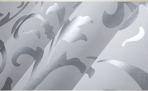 Imagen 4 de 4 de Papel Tapiz Sala Comedor Plata Gris Moderno Empaque 5.3 Mts2