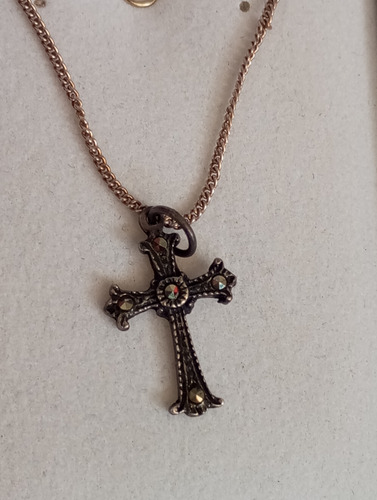 Cruz Gotica Plata 5 Piedras Mic Diamante Negro Kendra Joyas