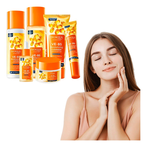 Bioaqua Set 5 Piezas Decuida Facial Con Vitamina E Y B5 Rutina Hidratante Completa Tónico Limpiador Loción Y Crema Facial