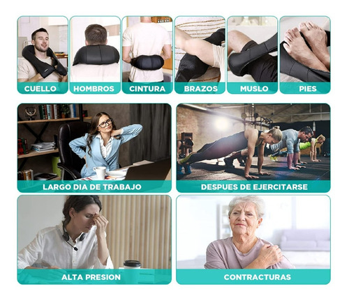 Imagen 3 de 10 de Masajeador Cervical Cuello Hombros Terapia Calor Shiatsu