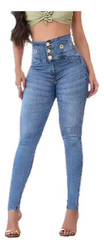 Calça Feminina Preta Cintura Alta Elástica Riscado - Compre Agora Online