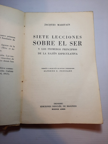 Antiguo Libro Siete Lecciones Sobre El Ser Maritain Ro 1476