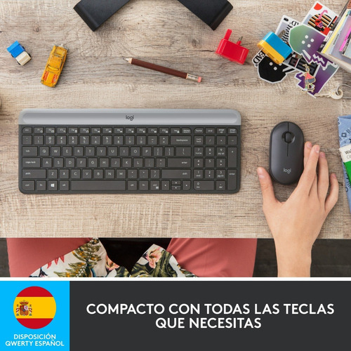 Kit Teclado Y Mouse Inalambrico Logitech Mk470 Grafito Negro