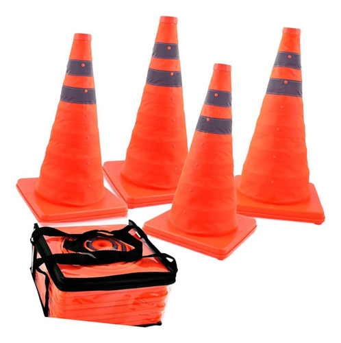 4 Conos De Estacionamiento Reflectantes Plegables De 45 Cm,