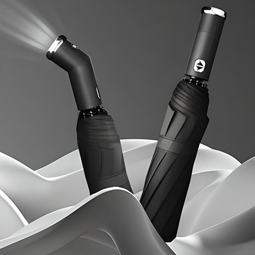 Paraguas  Genérica Paragua de luz LED negro con diseño liso