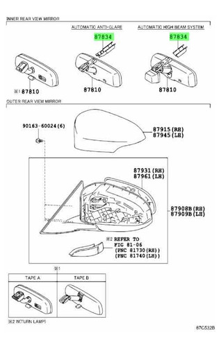 Tapa De Retrovisor Interno Corolla 2009 2014 Gli Fortuner