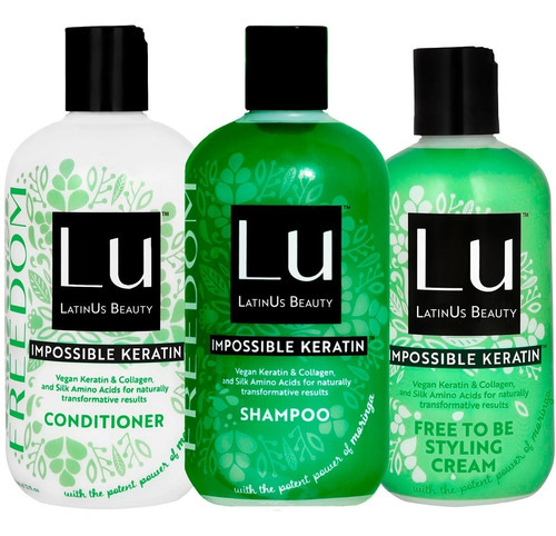  Shampoo, Acondicionador Y Crema Lu Freedom Keratina Vegana
