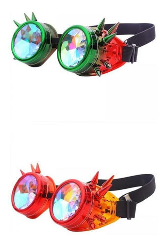 2x Rainbow Steampunk Goggles Gafas De Caleidoscopio De