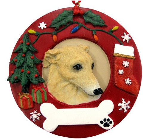 Adorno Navideño De Galgo Con Forma De Corona Blanca Y ...