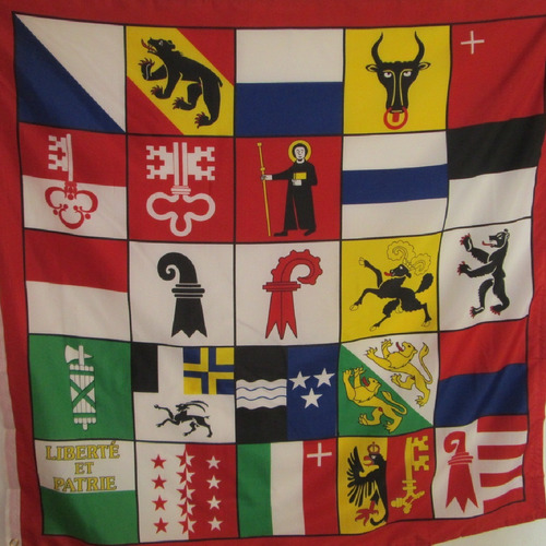 Bandera Suiza 26 Cantons Doble Faz Tamaño 90cmx150cm Poliest