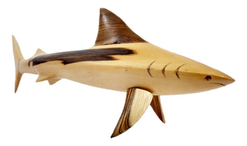 Magnifica Figura Tiburon Tallada En Madera Artesanía Cubana
