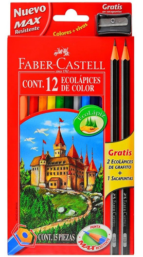 Lápices De Colores Faber Castell Hexagonales 12 Unidades + 2