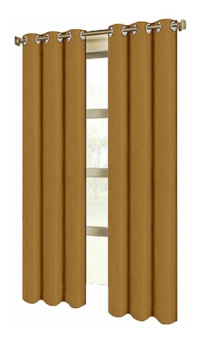 Cortinas Blackout 188cm Ancho X 274cm Largo En 2 Paneles Color Oro