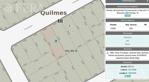 Venta De Terreno En Quilmes Oeste