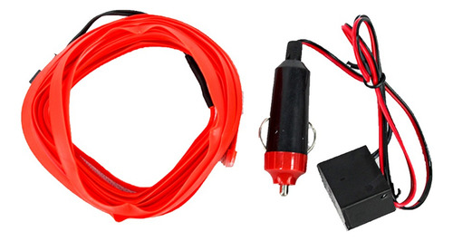 Cable Hilo De Neón 5 Metros Decorativo Rojo