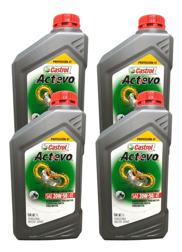 4 Litros Aceite 20w50 Moto Castrol Actevo 4t Mineral