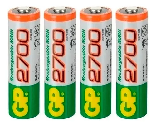 Pila Recargable AA, 1.2V/2700mAh, marca GP.