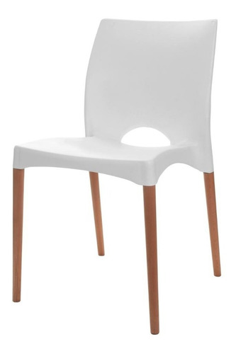 Silla Comedor Nordica Plastica Base Madera Cannes Color de la estructura de la silla Blanco