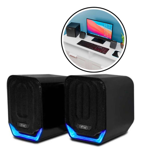 Caixa De Som Para Computador E Notebook Usb P2 12w Com Led