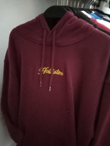 Imagen 10 de 10 de Sudaderas Buzo Con Capucha Logo Bordado Hollister