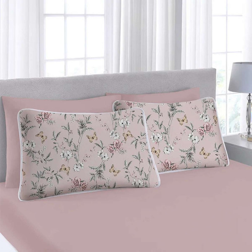 Jogo De Cama Estampado 4 Peças Casal - Sulbrasil Cor Amore Desenho Do Tecido Florido