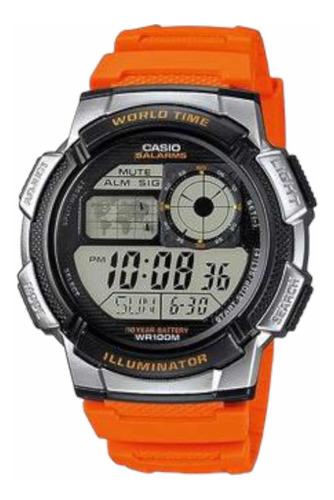 Reloj Casio Ae-1000w-4bv Naranja Caballero