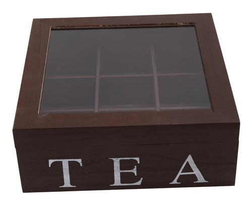 Caja De Té De Madera Con 9 Rejillas Para Guardar Bolsitas De