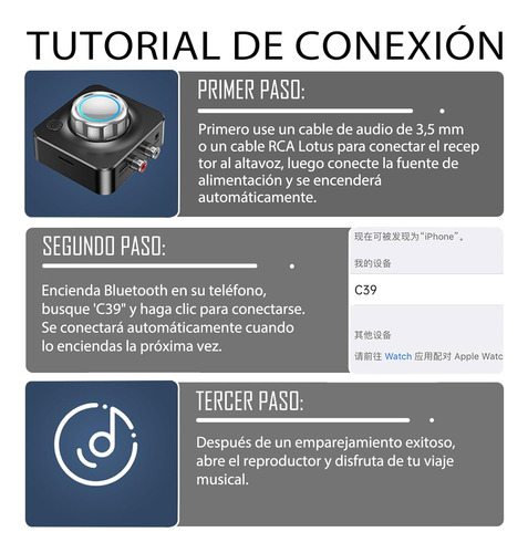 Adaptador De Audio Bluetooth 5.0, Receptor 2 En 1 De Sonido
