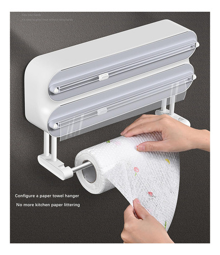 Dispensador De Película Adhesiva Con Portarrollos Gris