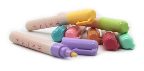 Imagen 2 de 4 de Marcadores Base De Agua X8 Punta Reversible 6mm Color Pastel