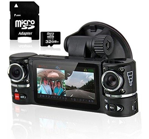 7  Tft Lcd Camara Dual Giro Lente Coche Dvr Vehiculo Video