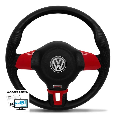 Volante Jetta Vermelho Fusca Brasilia 77 Em Diante C/ Bucha