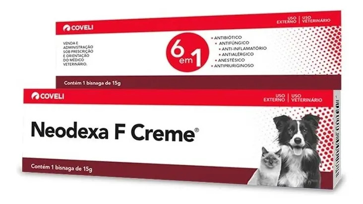 Pomada Creme Neodexa Para Gatos e Cães Com Ferimentos E Alergia 15g Coveli