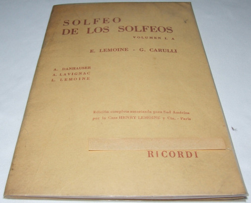 Solfeo De Los Solfeos Vol. I. A. Lemoine. Libro