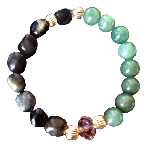 Pulsera De Jade Y Obsidiana Dorada