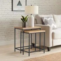 Comprar Lavish Home Juego De 2 Mesas Anidables Modernas, Roble, 21 P