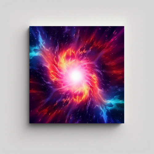 80x80cm Póster Nebulosa Estilo Synthwave Bastidor Madera