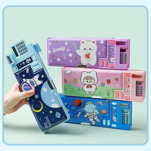 Estuche Para Lápices Con Calculadora, Estuche De Doble Capa